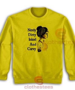 Book Nerdy Dirty Inked And Curvy Sweatshirt Tattoo Book Lover S-3XL