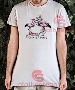 Merry Christmas Flamingo T-Shirt Merry Flocking