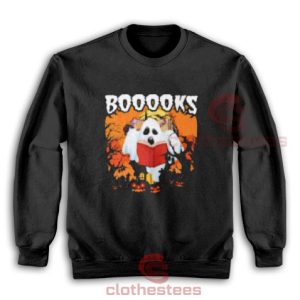 Ghost Read Book Sweatshirt Booooks Halloween For Unisex