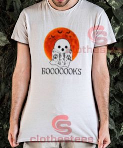 Halloween Booooooks T-Shirt Ghost Reading Books Sunset