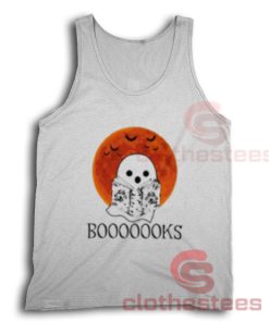 Halloween Booooooks Tank Top Ghost Reading Books Sunset For Unisex